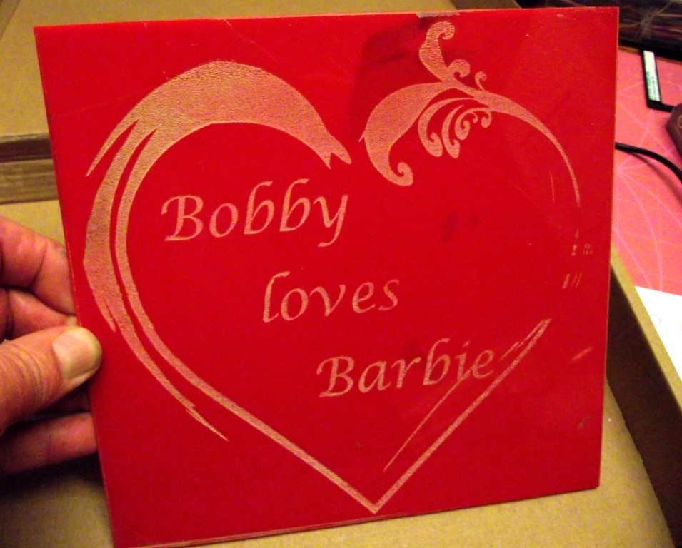 Made this for Valentine's Day, 1/8" acrylic sheet