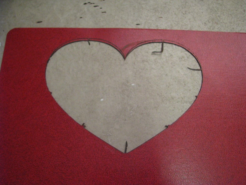 This heart cut out of plastic duotang cover