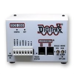 Supplies power to the tracks which also carries the signals to manipulate the operation of the locomotives.
Accepts 24 volt input, supplies about 15 volts for HO, at 5 Amps.